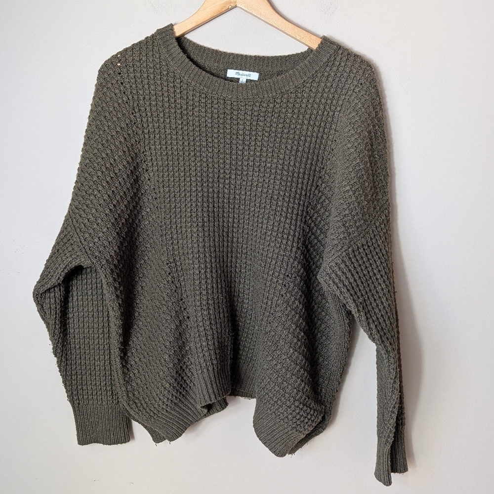 Madewell Women's Olive Green Chunky Crewneck Sweater